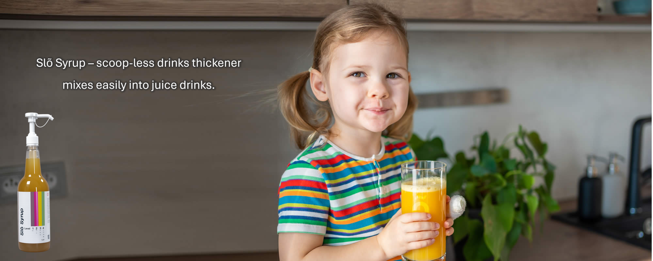 Slo Syrup Liquid Thickener for Dysphagia Friendly Drinks Orange Juice