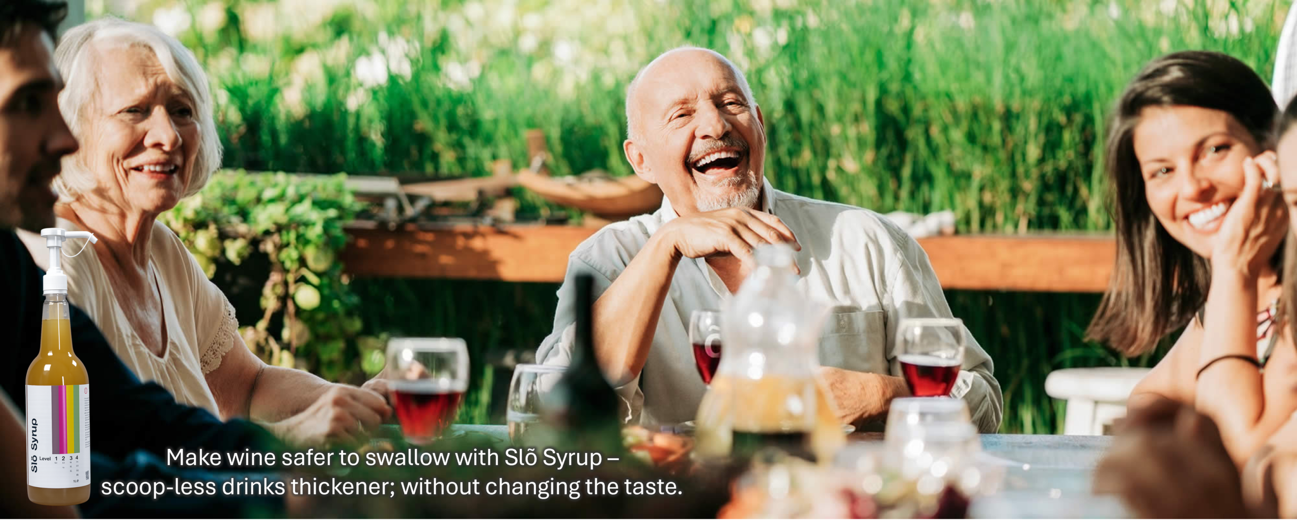 Slo Syrup Liquid Thickener for Dysphagia Friendly Drinks Wine